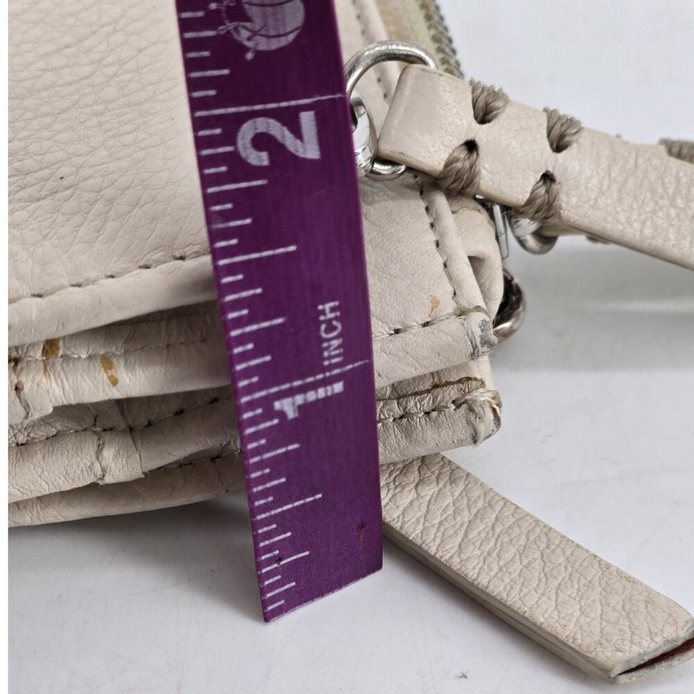 Y2K Brighton Callie Gypsy Lace Laser Cut Out Organizer Crossbody Cream Leather - Picture 10 of 12